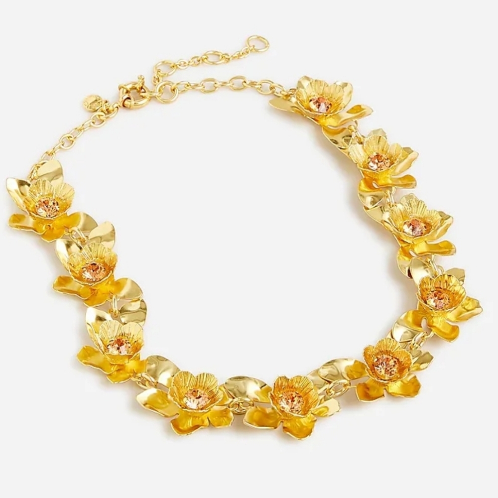 [J. CREW] Oversized Gold Flower Collar Statement Necklace - Picture 5 of 16